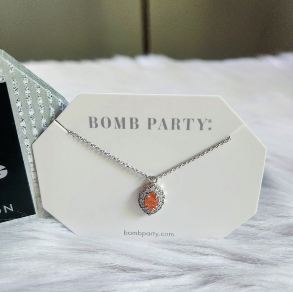 NWT Bomb Party Light Carnelian Ice Crystal .925 Sterling Silver 18" Necklace - Picture 3 of 6